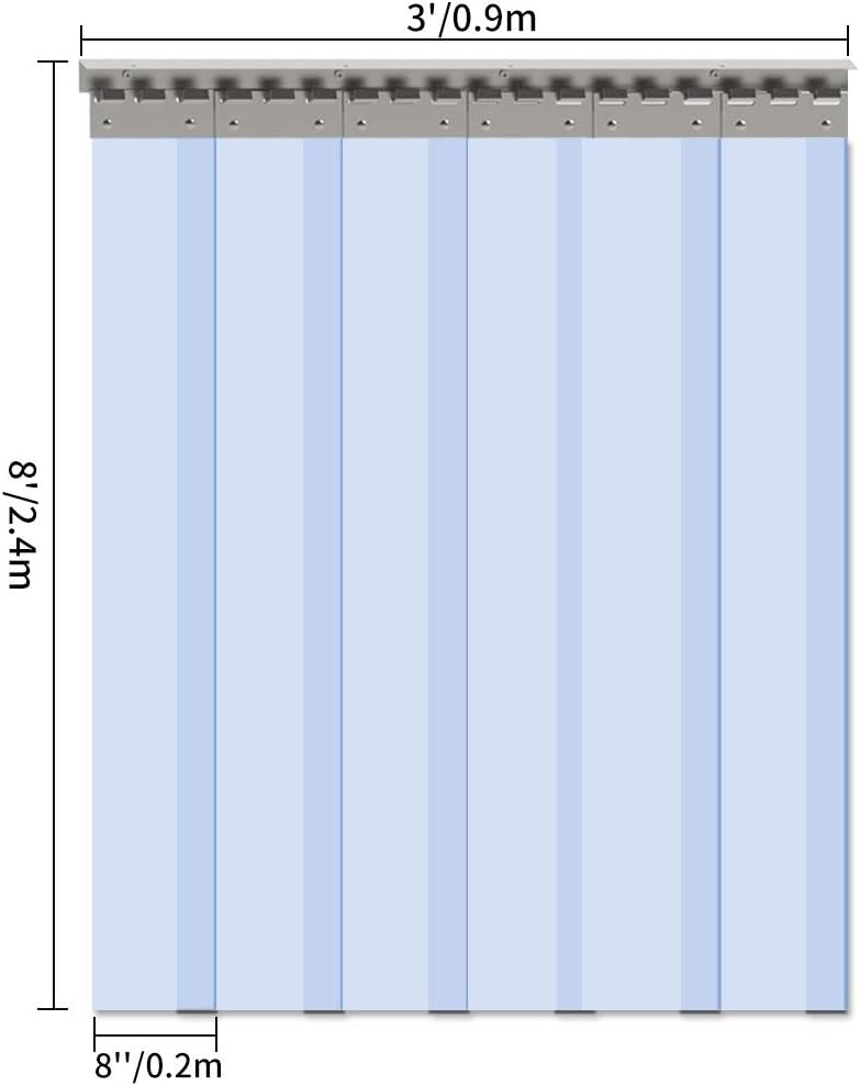 image:imageVIZPRO 6PCS Strip Door Curtain 84 Height X 36 Width 008 Inch Thickness Standard Clear PVC Curtain Strip with 56 Overlap for 3 X 7 Doors36W x 96L Pack of 1