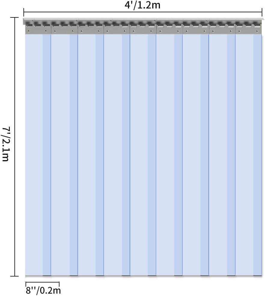 image:imageVIZPRO 6PCS Strip Door Curtain 84 Height X 36 Width 008 Inch Thickness Standard Clear PVC Curtain Strip with 56 Overlap for 3 X 7 Doors48W x 84L Pack of 1