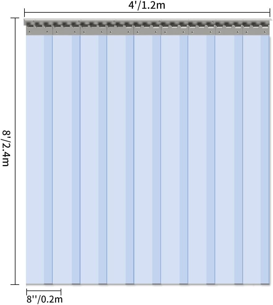 image:imageVIZPRO 6PCS Strip Door Curtain 84 Height X 36 Width 008 Inch Thickness Standard Clear PVC Curtain Strip with 56 Overlap for 3 X 7 Doors48W x 96L Pack of 1