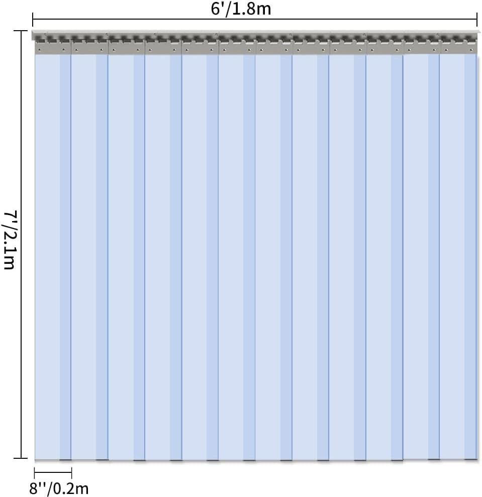 image:imageVIZPRO 6PCS Strip Door Curtain 84 Height X 36 Width 008 Inch Thickness Standard Clear PVC Curtain Strip with 56 Overlap for 3 X 7 Doors72W x 84L Pack of 1