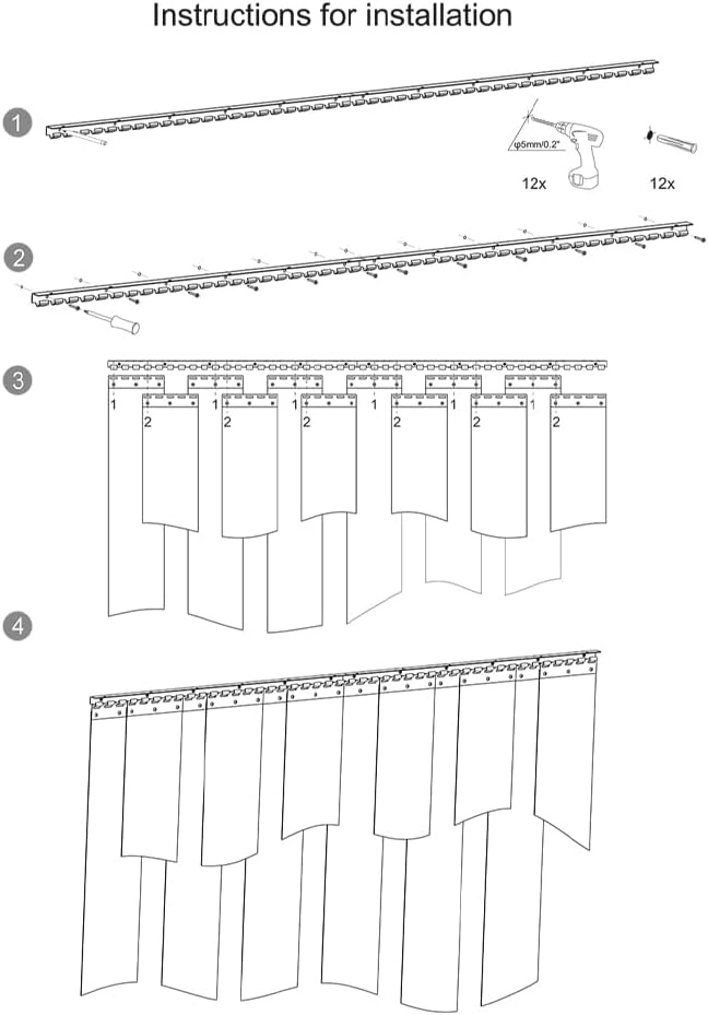 image:imageVIZPRO 6PCS Strip Door Curtain 84 Height X 36 Width 008 Inch Thickness Standard Clear PVC Curtain Strip with 56 Overlap for 3 X 7 Doors72W x 84L Pack of 1
