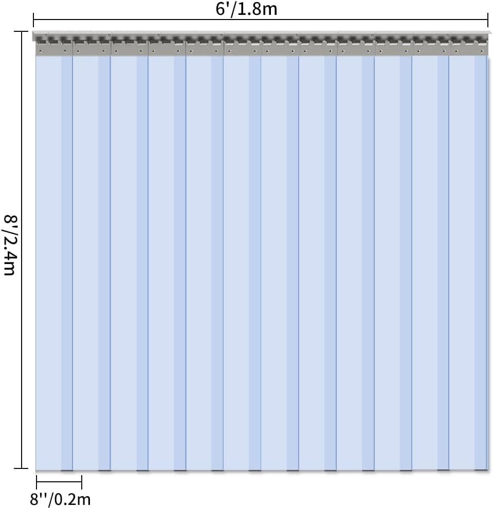 image:imageVIZPRO 6PCS Strip Door Curtain 84 Height X 36 Width 008 Inch Thickness Standard Clear PVC Curtain Strip with 56 Overlap for 3 X 7 Doors72W x 96L Pack of 1