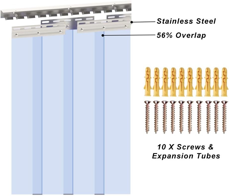 image:imageVIZPRO 6PCS Strip Door Curtain 84 Height X 36 Width 008 Inch Thickness Standard Clear PVC Curtain Strip with 56 Overlap for 3 X 7 Doors72W x 96L Pack of 1