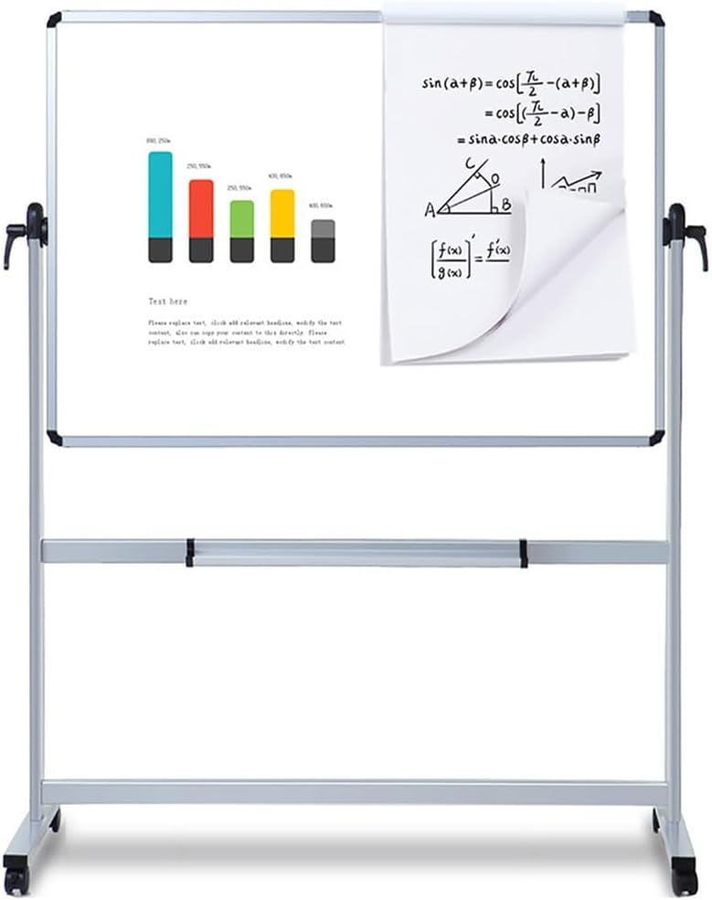 image:imageVIZPRO DoubleSided Magnetic Mobile Whiteboard 72 x 40 Inches Rolling Dry Erase Board Easel Stand on Wheels with Aluminium Frame for School Office Home96W x 48H