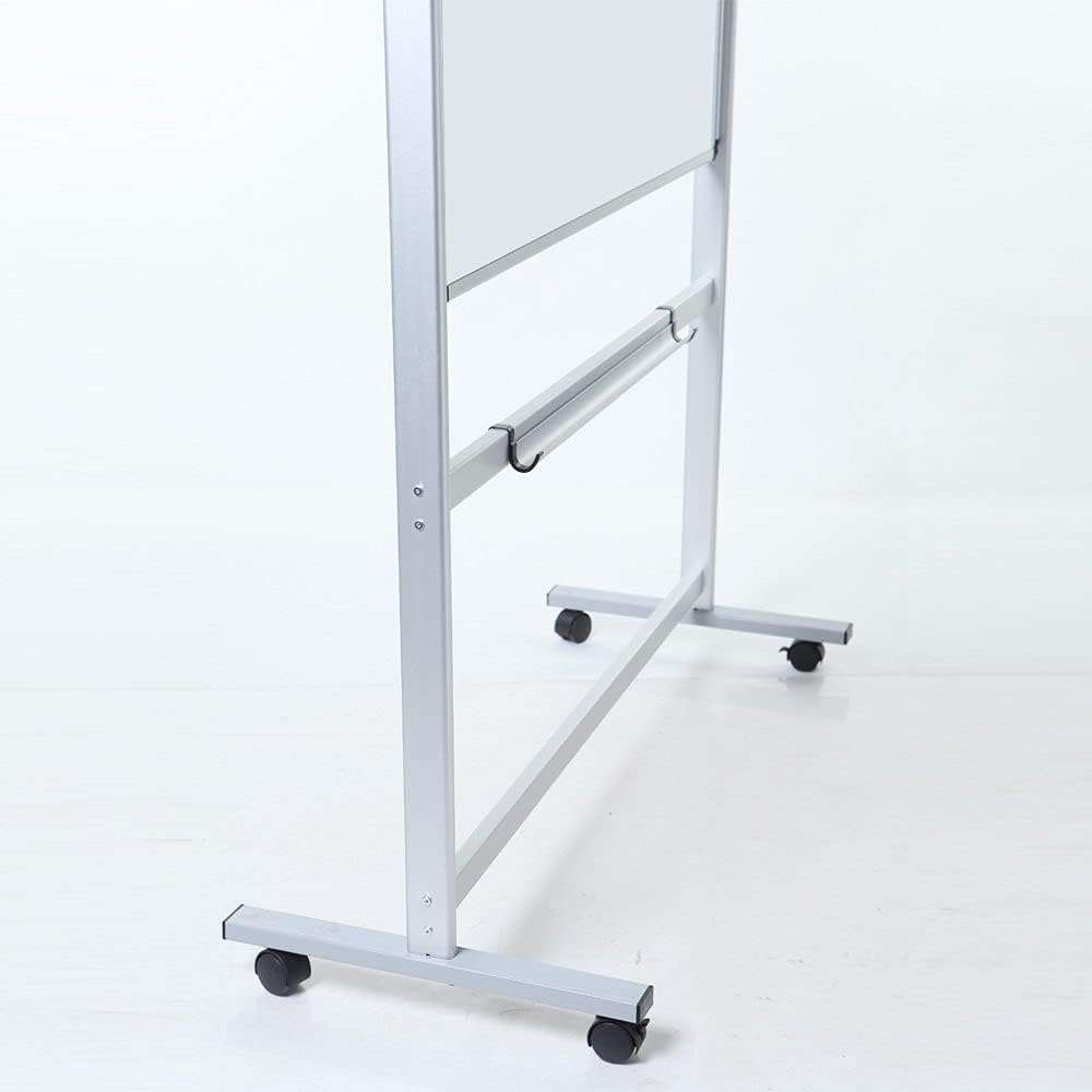 image:imageVIZPRO DoubleSided Magnetic Mobile Whiteboard 72 x 40 Inches Rolling Dry Erase Board Easel Stand on Wheels with Aluminium Frame for School Office Home60 x 36 Inches