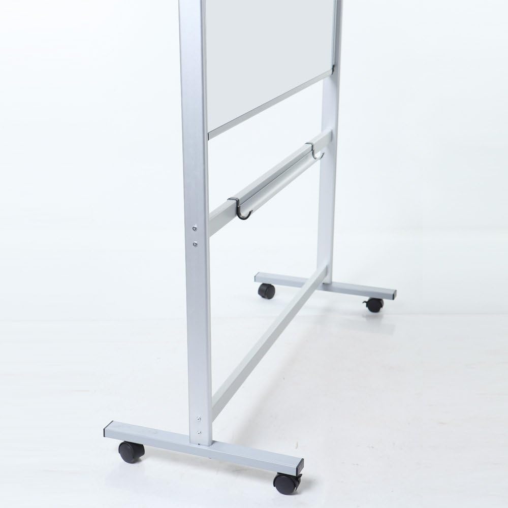 image:imageVIZPRO DoubleSided Magnetic Mobile Whiteboard 72 x 40 Inches Rolling Dry Erase Board Easel Stand on Wheels with Aluminium Frame for School Office Home60W x 48H