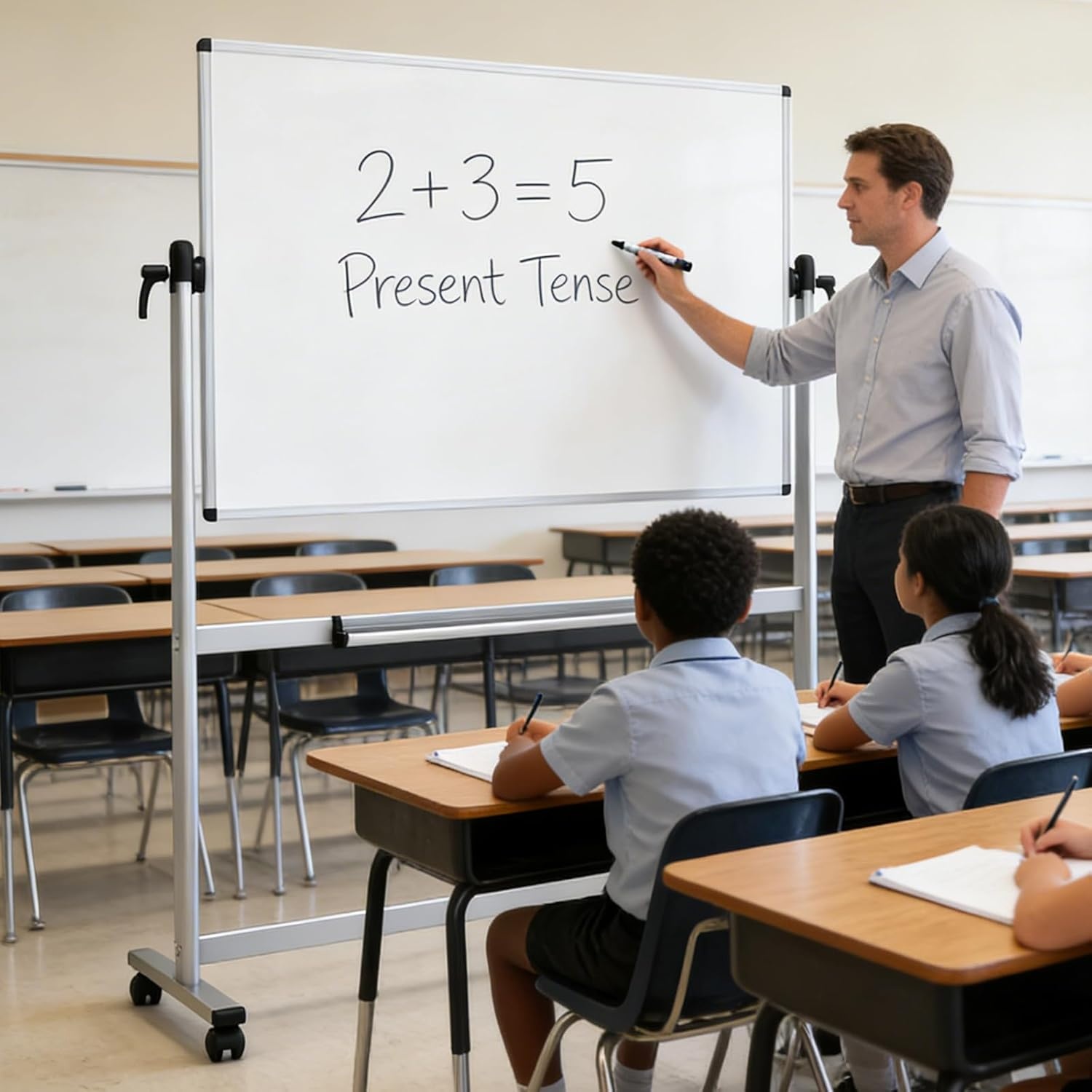 image:imageVIZPRO DoubleSided Magnetic Mobile Whiteboard 72 x 40 Inches Rolling Dry Erase Board Easel Stand on Wheels with Aluminium Frame for School Office Home48W x 36H