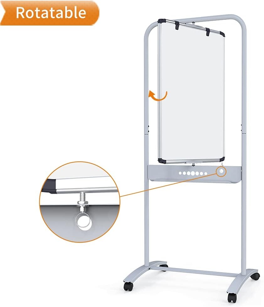 image:imageVIZPRO Doublesided Magnetic Mobile Whiteboard 24 X 36 Inches Portrait Orientation Steel Stand