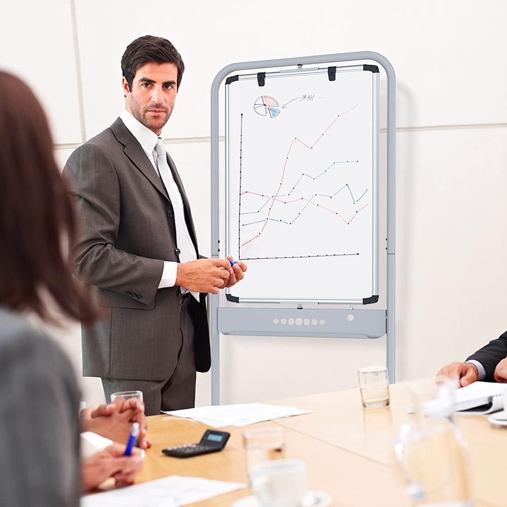 image:imageVIZPRO Doublesided Magnetic Mobile Whiteboard 24 X 36 Inches Portrait Orientation Steel Stand