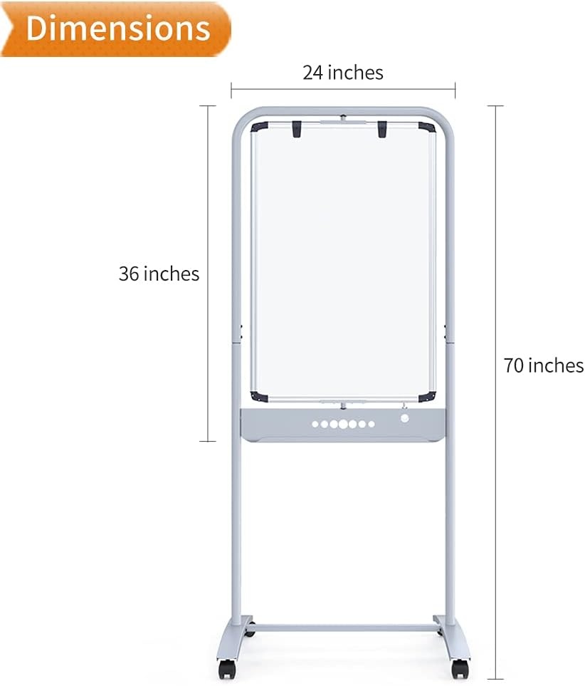 image:imageVIZPRO Doublesided Magnetic Mobile Whiteboard 24 X 36 Inches Portrait Orientation Steel Stand