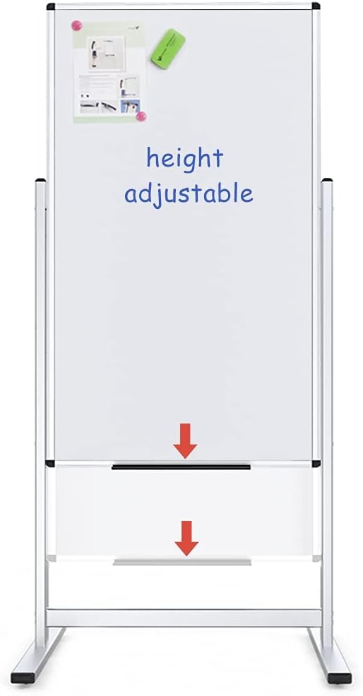 image:imageVIZPRO Doublesided Magnetic Stand Whiteboard 48 X 24 Inches Aluminium Frame amp Stand48W x 24H