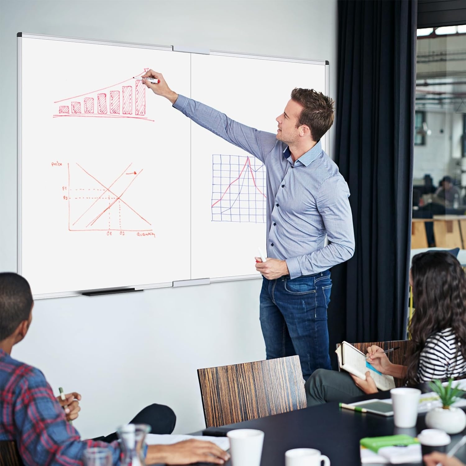 image:imageVIZPRO Dry Erase BoardMagnetic Whiteboard 96 x 48 Inches Large Wall Mounted Board for School Office and Home 8 x 448W x 36H