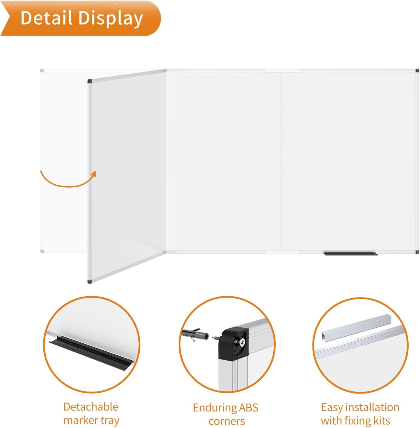 image:imageVIZPRO Dry Erase BoardMagnetic Whiteboard 96 x 48 Inches Large Wall Mounted Board for School Office and Home 8 x 495W x 47H