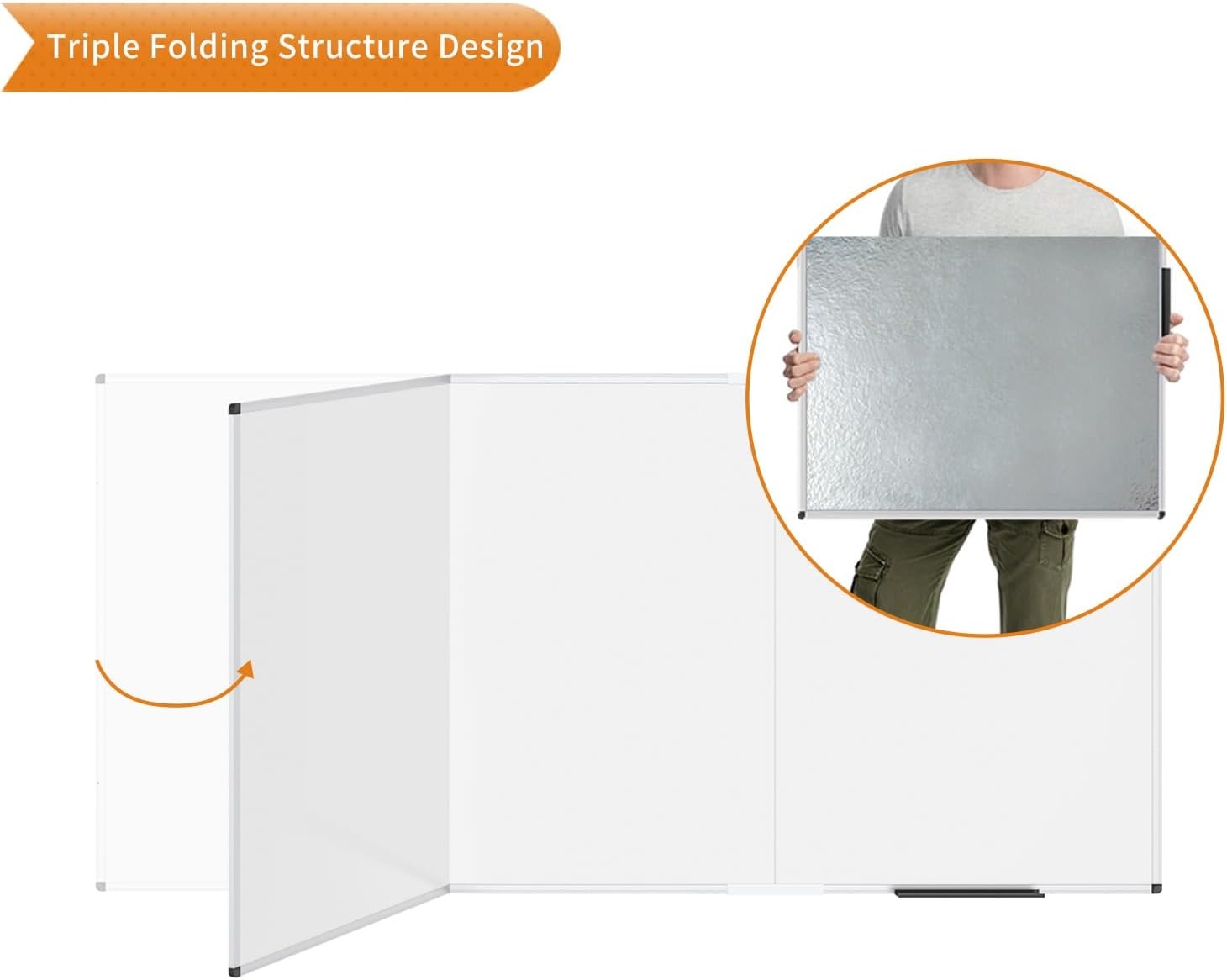 image:imageVIZPRO Dry Erase BoardMagnetic Whiteboard 96 x 48 Inches Large Wall Mounted Board for School Office and Home 8 x 495W x 47H