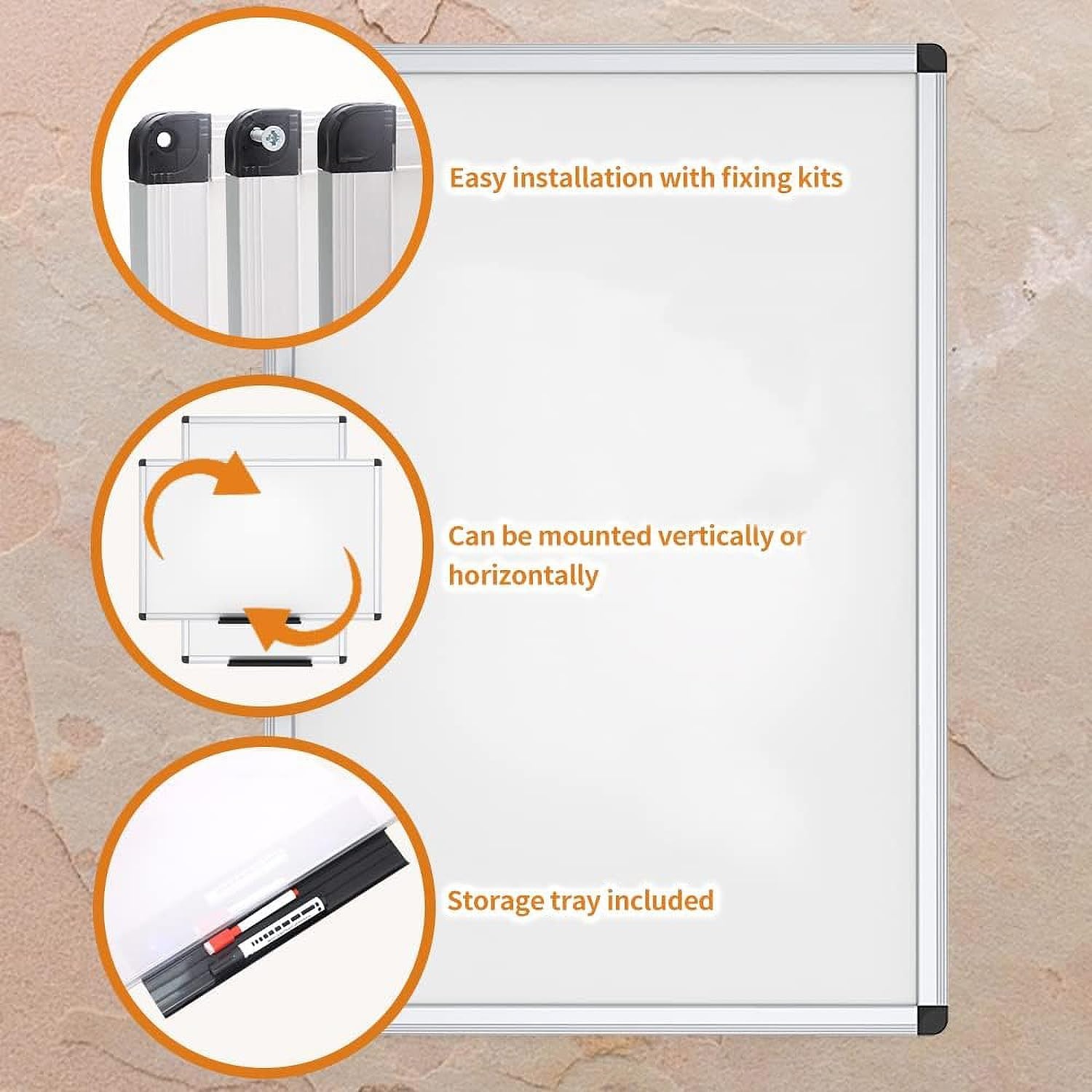 image:imageVIZPRO Dry Erase BoardNonMagnetic Whiteboard 48 x 36 Inches Wall Mounted Board for School Office and Home36W x 24H