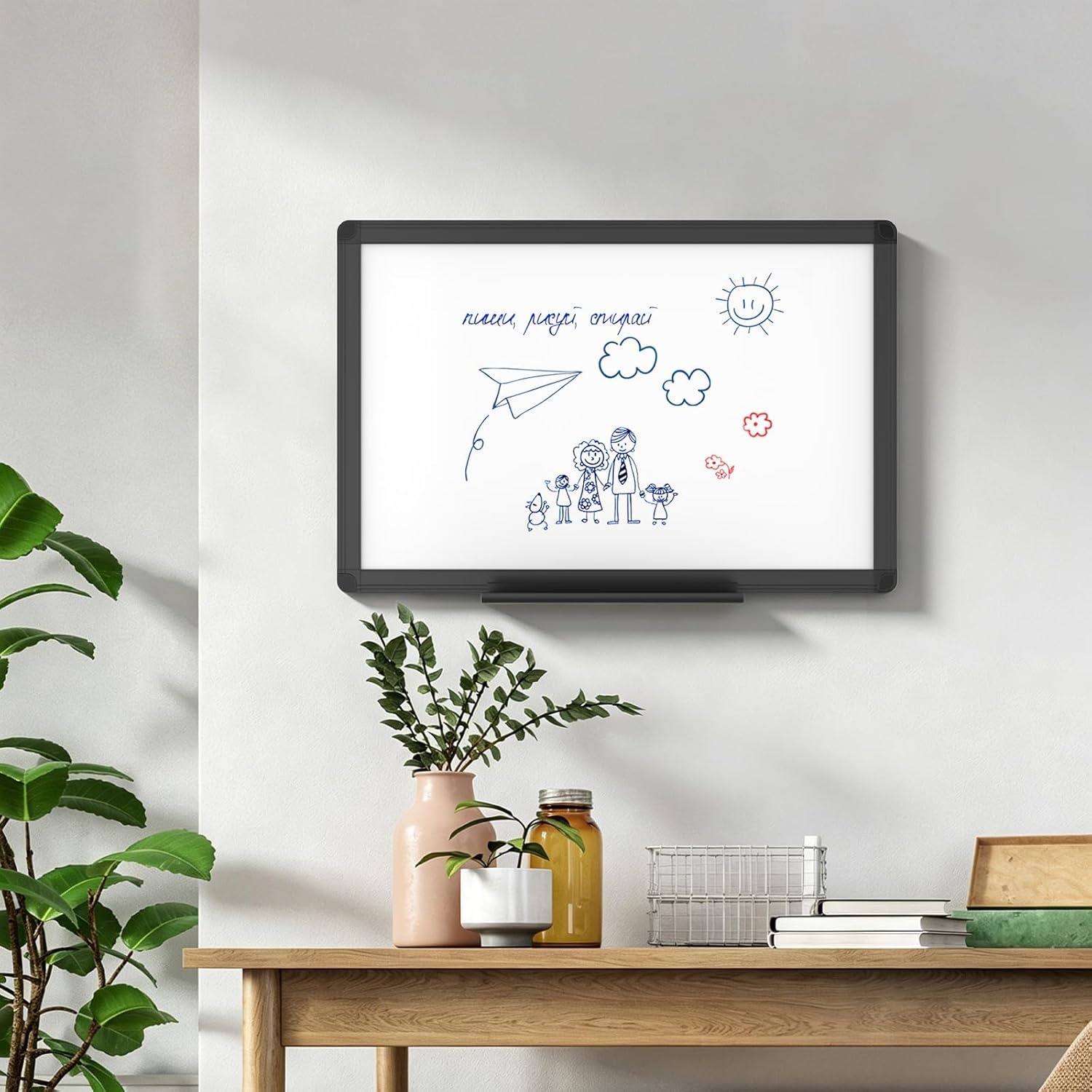 image:imageVIZPRO Magnetic Dry Erase White Board 48 X 36 Inches Black Aluminium Frame18W x 12H