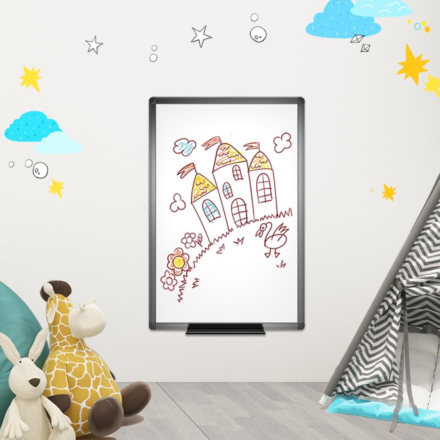image:imageVIZPRO Magnetic Dry Erase White Board 48 X 36 Inches Black Aluminium Frame36 X 24 Inches