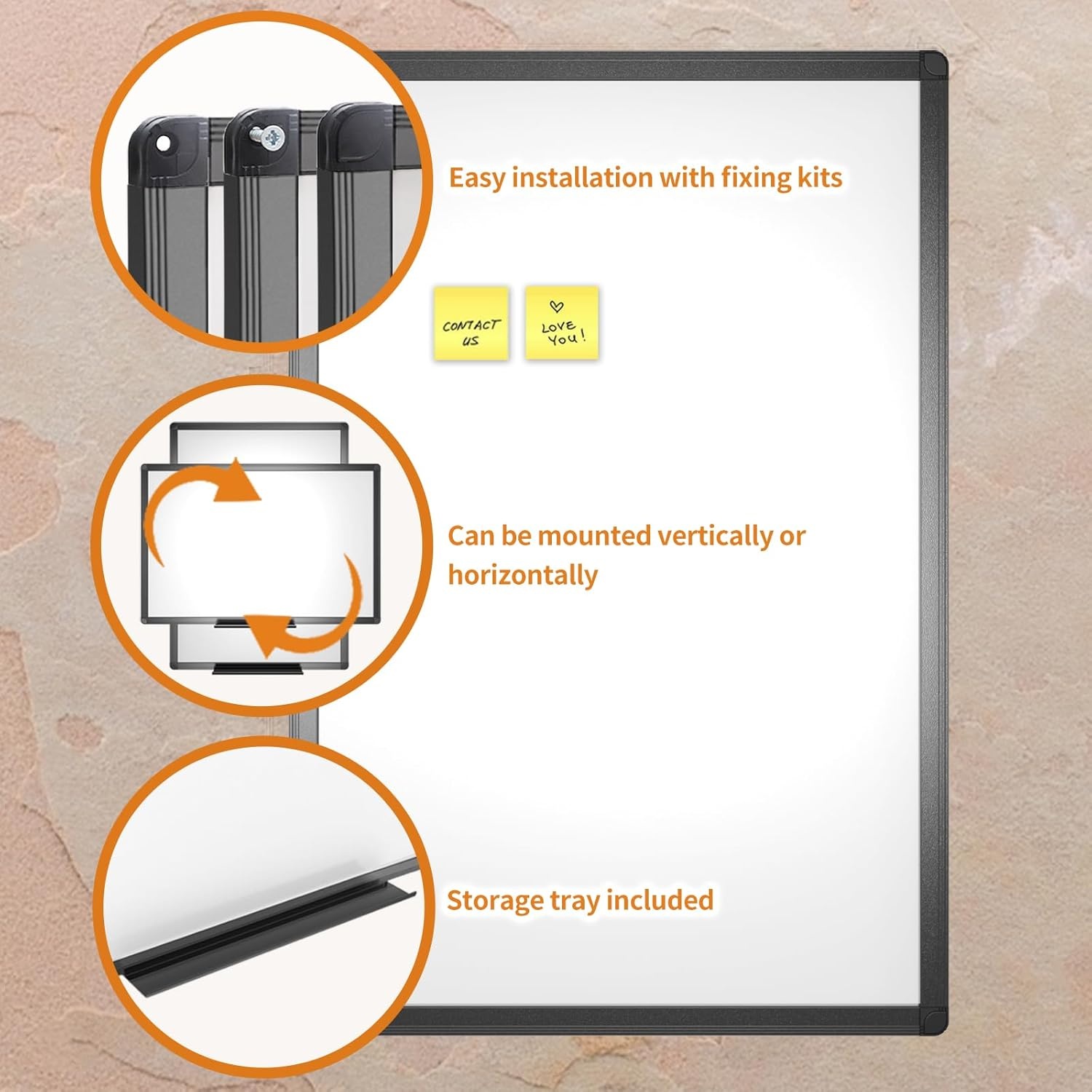 image:imageVIZPRO Magnetic Dry Erase White Board 48 X 36 Inches Black Aluminium Frame48W x 36H