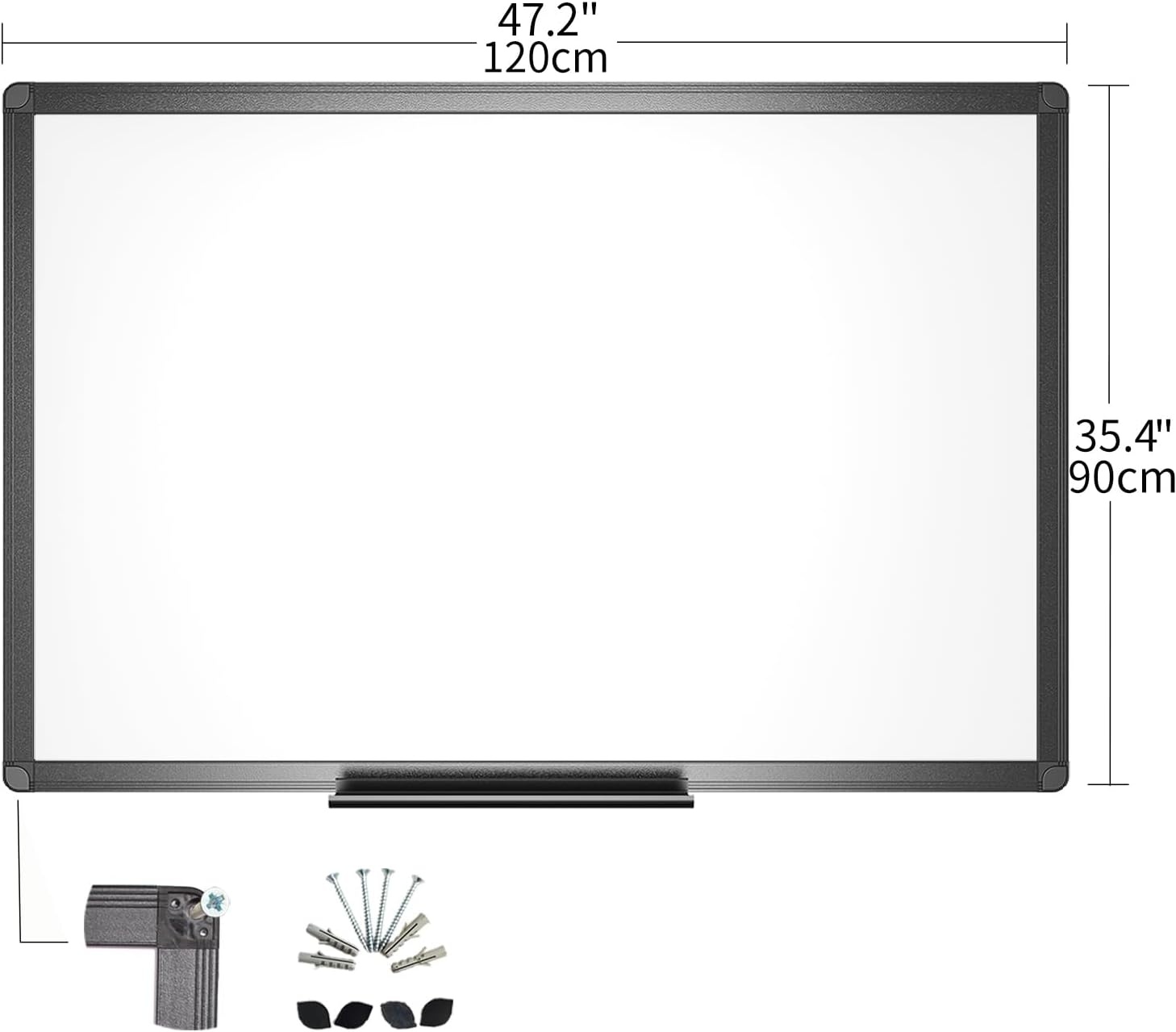 image:imageVIZPRO Magnetic Dry Erase White Board 48 X 36 Inches Black Aluminium Frame48W x 36H