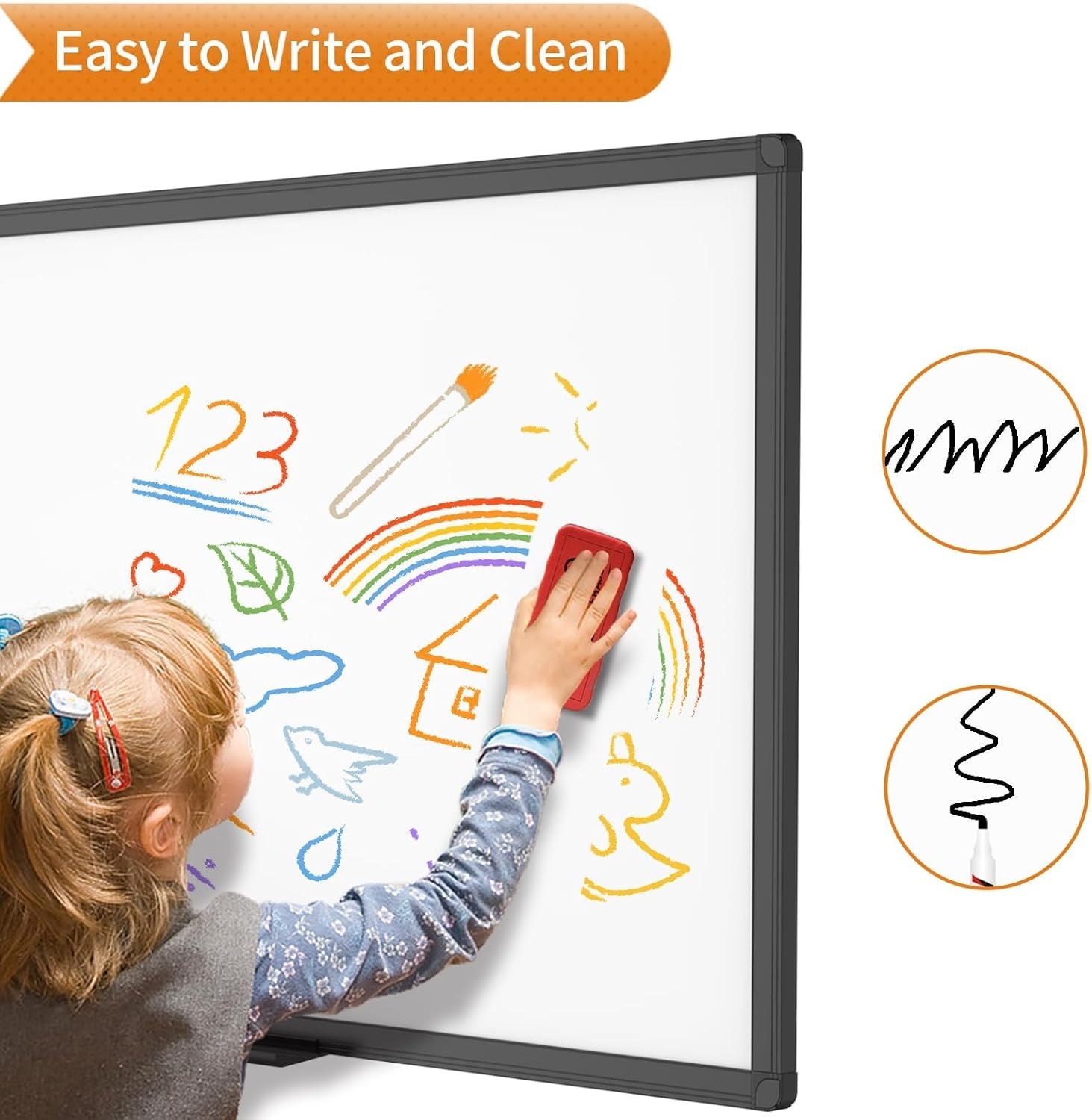 image:imageVIZPRO Magnetic Dry Erase White Board 48 X 36 Inches Black Aluminium Frame60 X 40 Inches
