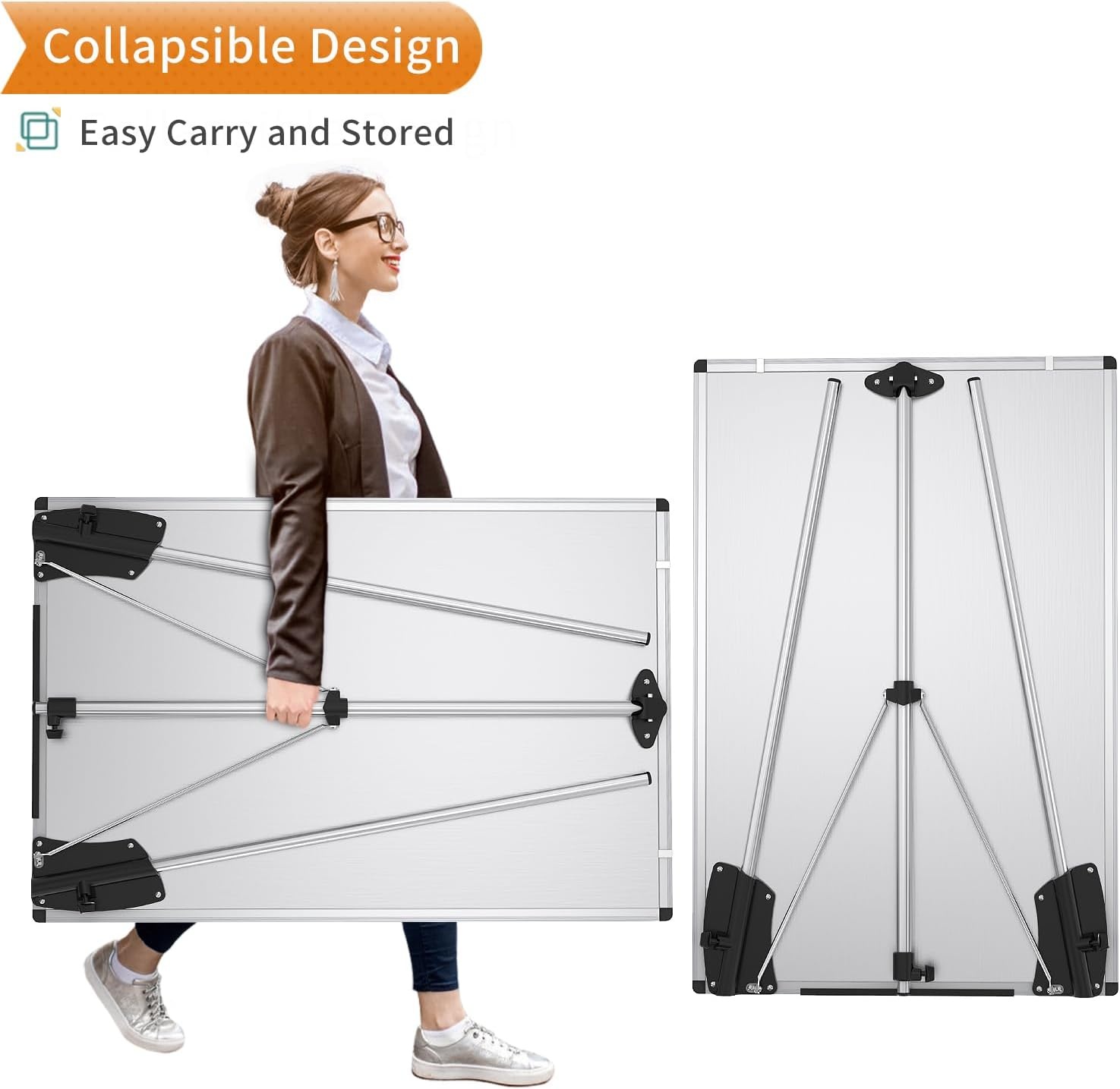 image:imageVIZPRO Magnetic Portable Easel Dry Erase Board Flipchart Easel Stand Tripod Whiteboard 24W x 36L36 x 24 Inches