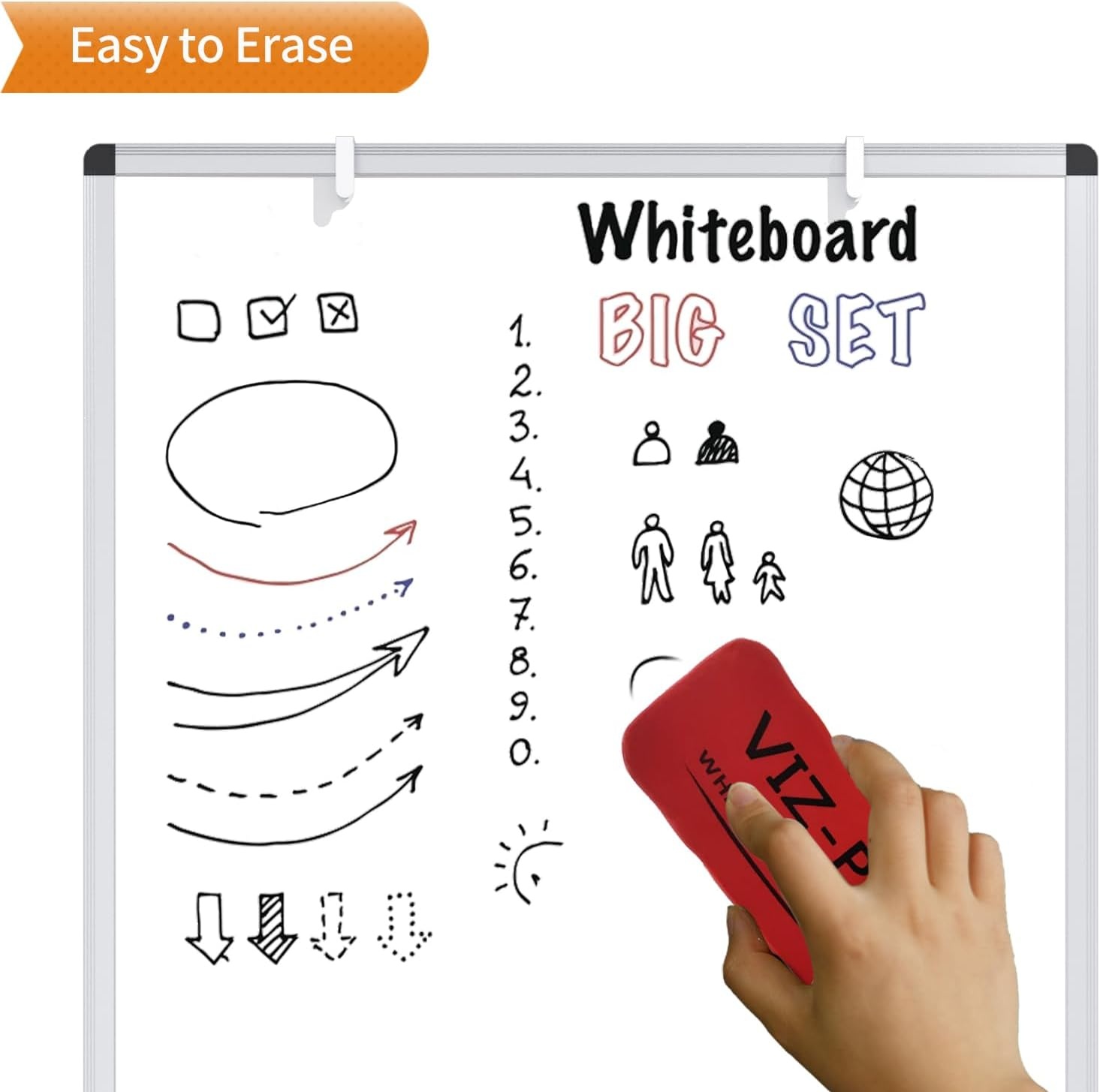 image:imageVIZPRO Magnetic Portable Easel Dry Erase Board Flipchart Easel Stand Tripod Whiteboard 24W x 36L36 x 24 Inches