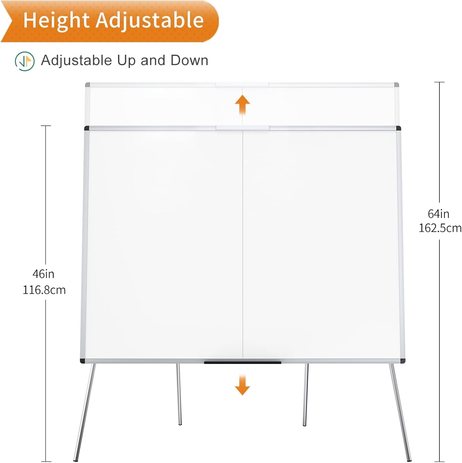 image:imageVIZPRO Magnetic Portable Easel Dry Erase Board Flipchart Easel Stand Tripod Whiteboard 24W x 36L48 x 36 Inches
