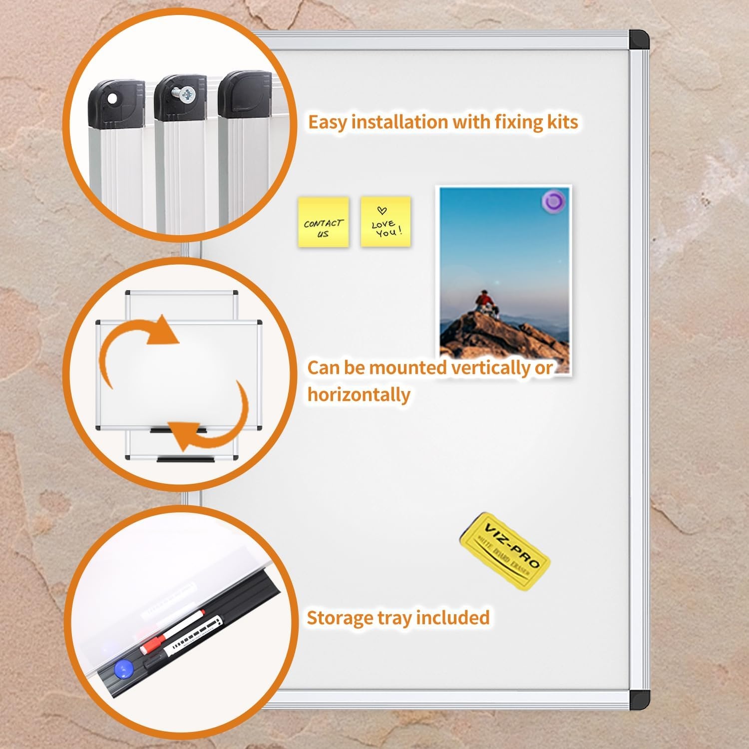 image:imageVIZPRO Magnetic WhiteboardDry Erase Board 48 X 36 Inches Pack of 224 X 18 Inches Pack of 3