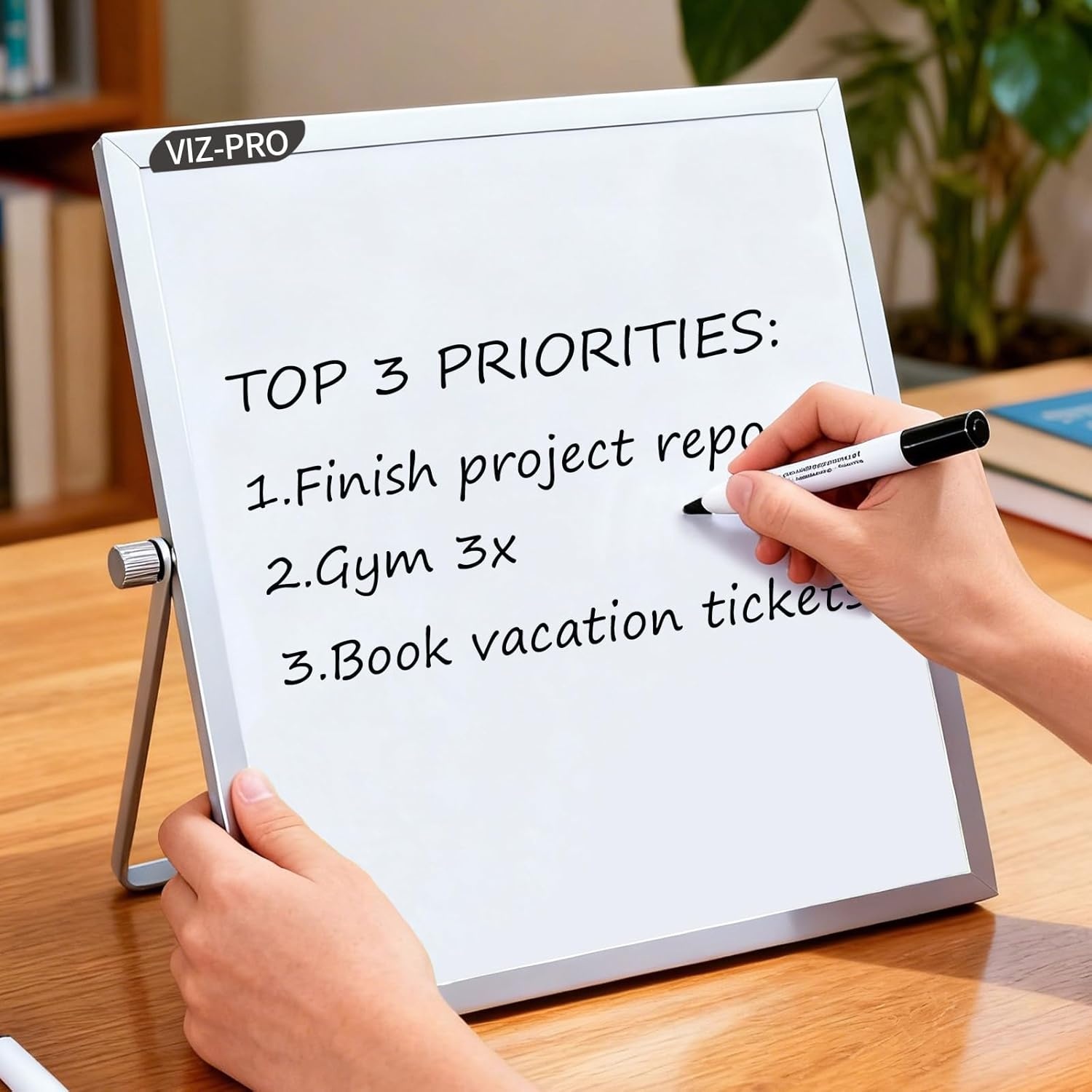image:imageVIZPRO Small BoardWriting WhiteboardDry Erase Board Colourful Plastic Frame 16 X 12 Inches10 X 10 Magnetic