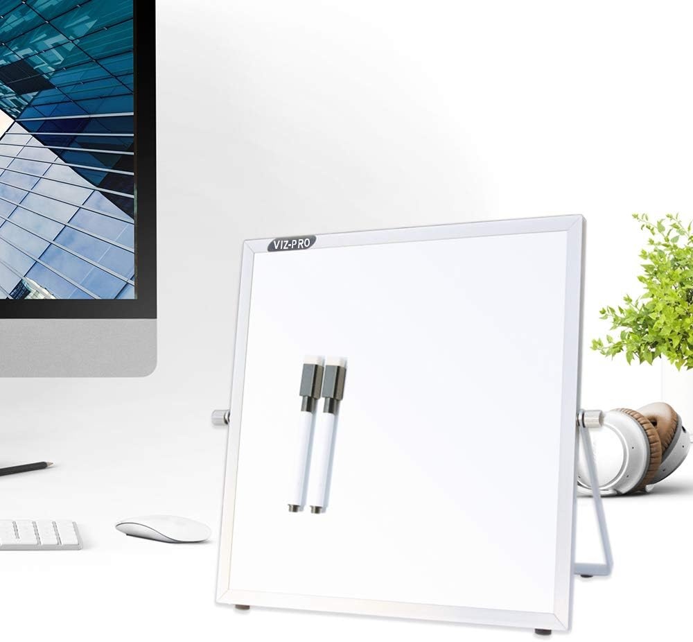 image:imageVIZPRO Small BoardWriting WhiteboardDry Erase Board Colourful Plastic Frame 16 X 12 Inches10 X 10 Magnetic