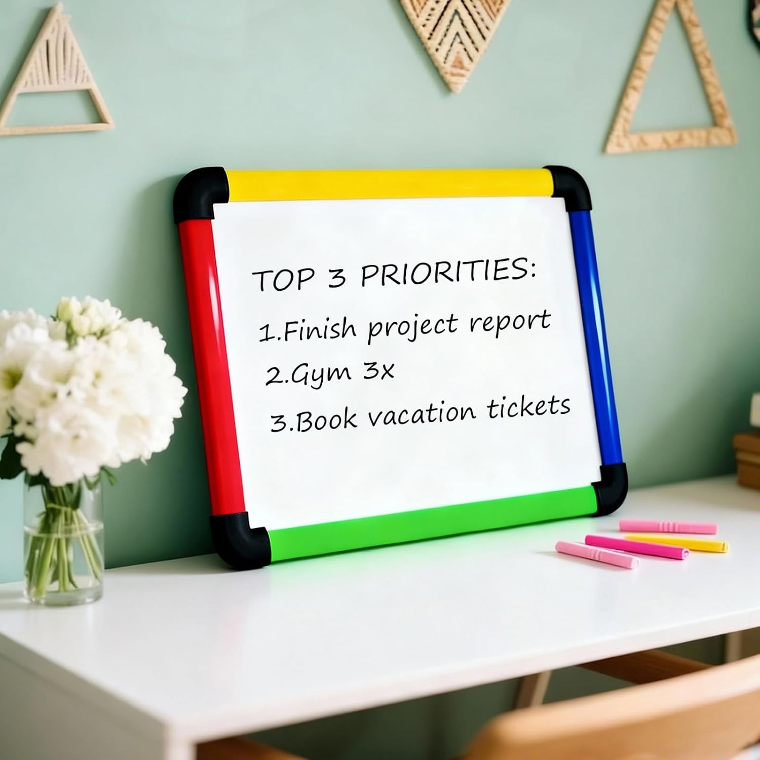 image:imageVIZPRO Small BoardWriting WhiteboardDry Erase Board Colourful Plastic Frame 16 X 12 Inches16W x 12H