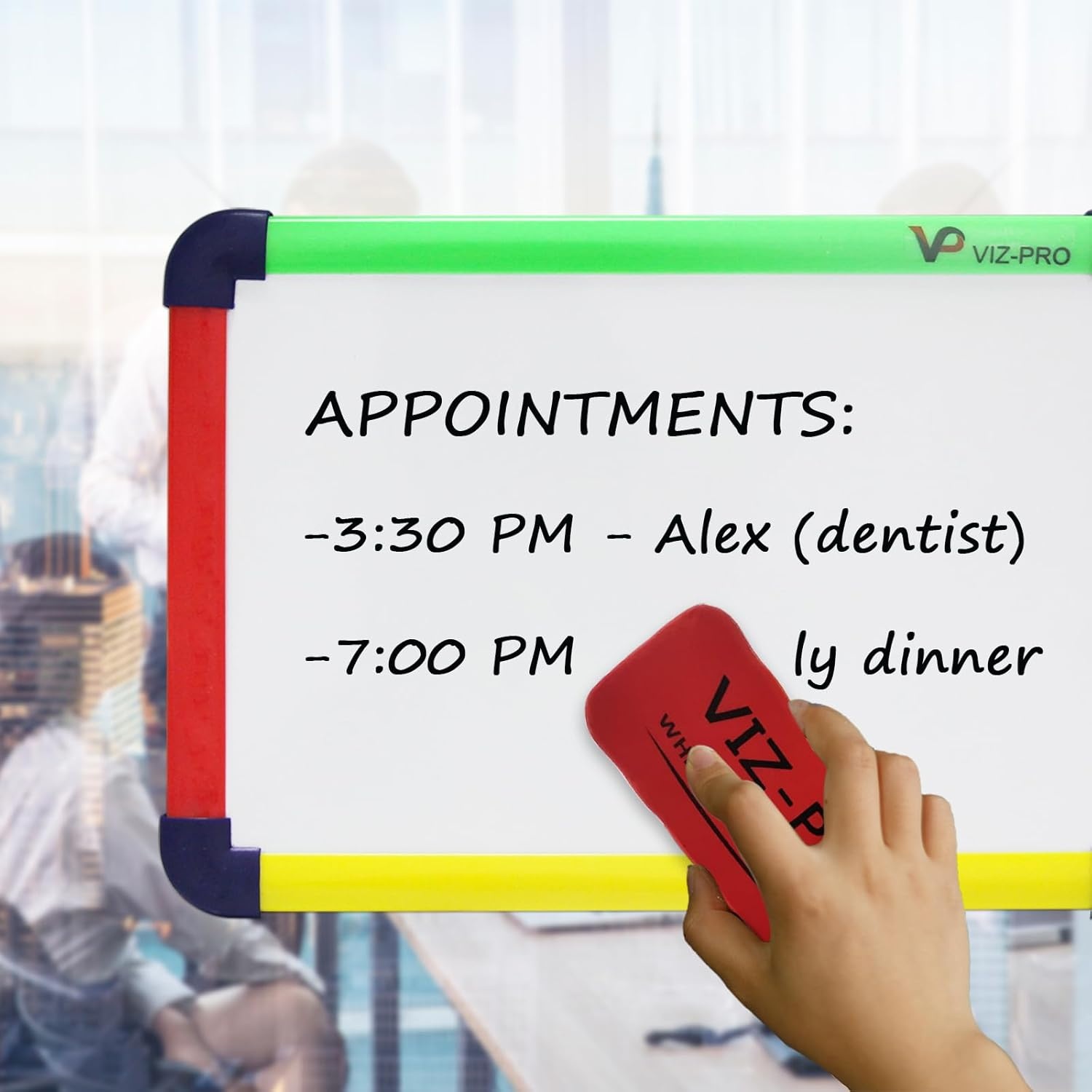 image:imageVIZPRO Small BoardWriting WhiteboardDry Erase Board Colourful Plastic Frame 16 X 12 Inches16W x 12H