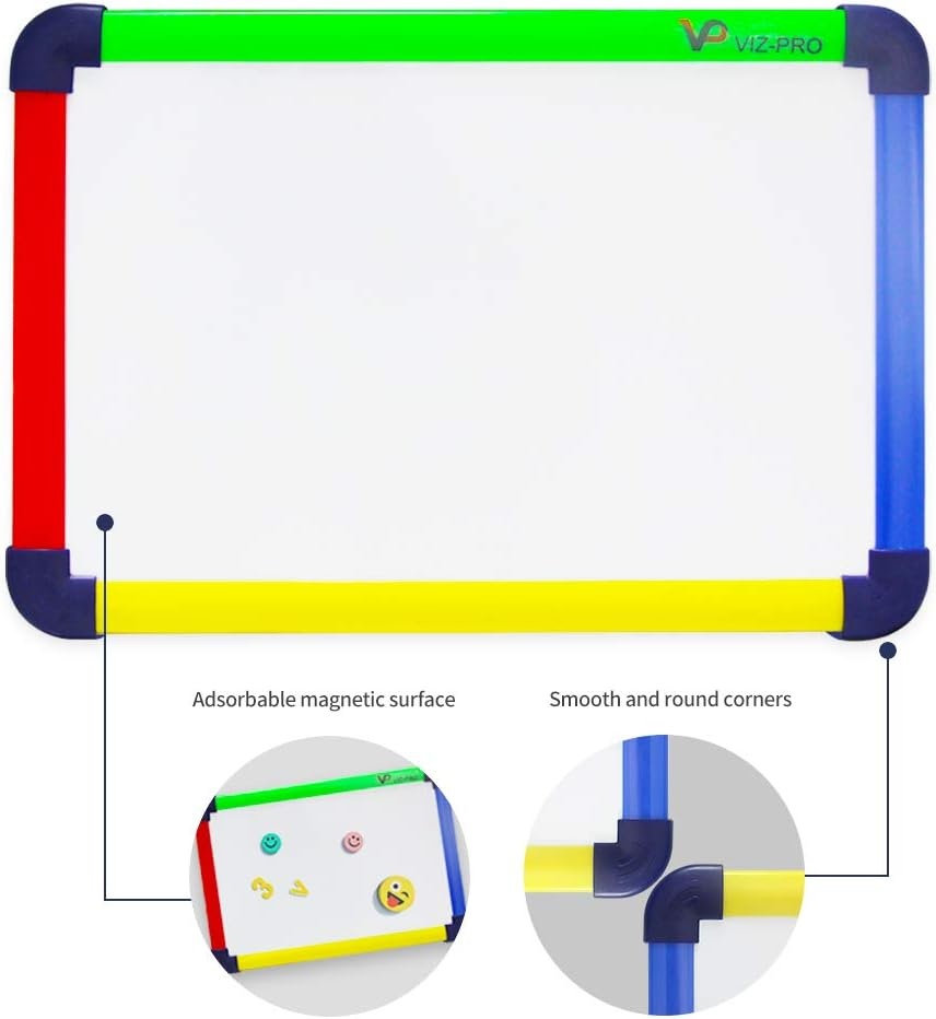 image:imageVIZPRO Small BoardWriting WhiteboardDry Erase Board Colourful Plastic Frame 16 X 12 Inches16W x 12H