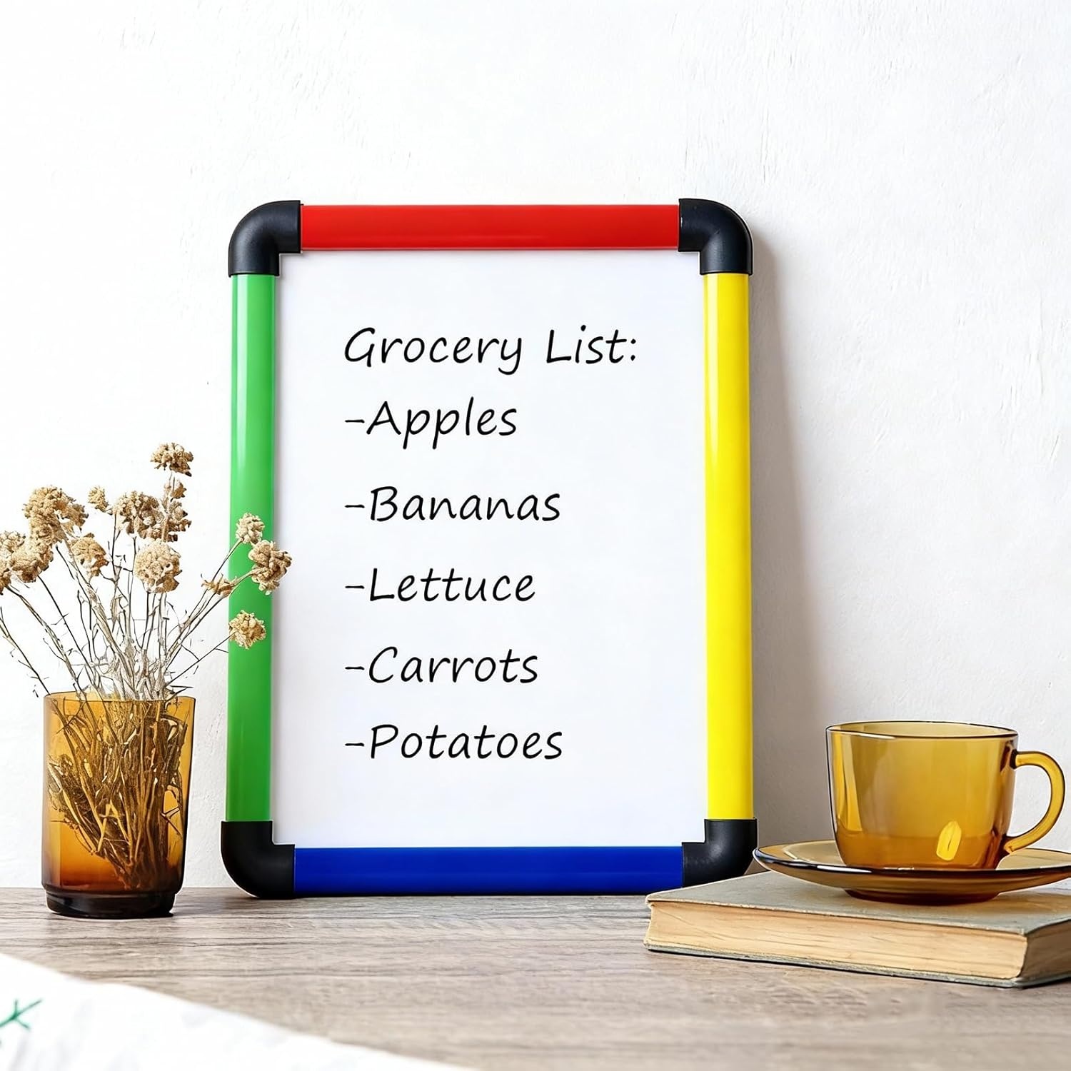 image:imageVIZPRO Small BoardWriting WhiteboardDry Erase Board Colourful Plastic Frame 16 X 12 InchesA4Magnetic