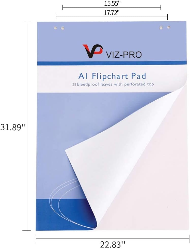 image:imageVIZPRO Standard Easel Pads A1 Flipchart Paper Pad 23 x 32 Inches 25SheetsPad1 Pad