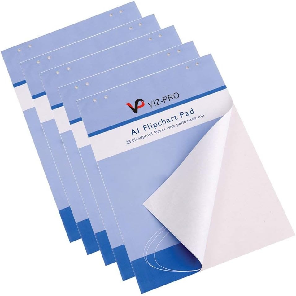 image:imageVIZPRO Standard Easel Pads A1 Flipchart Paper Pad 23 x 32 Inches 25SheetsPad5 pads