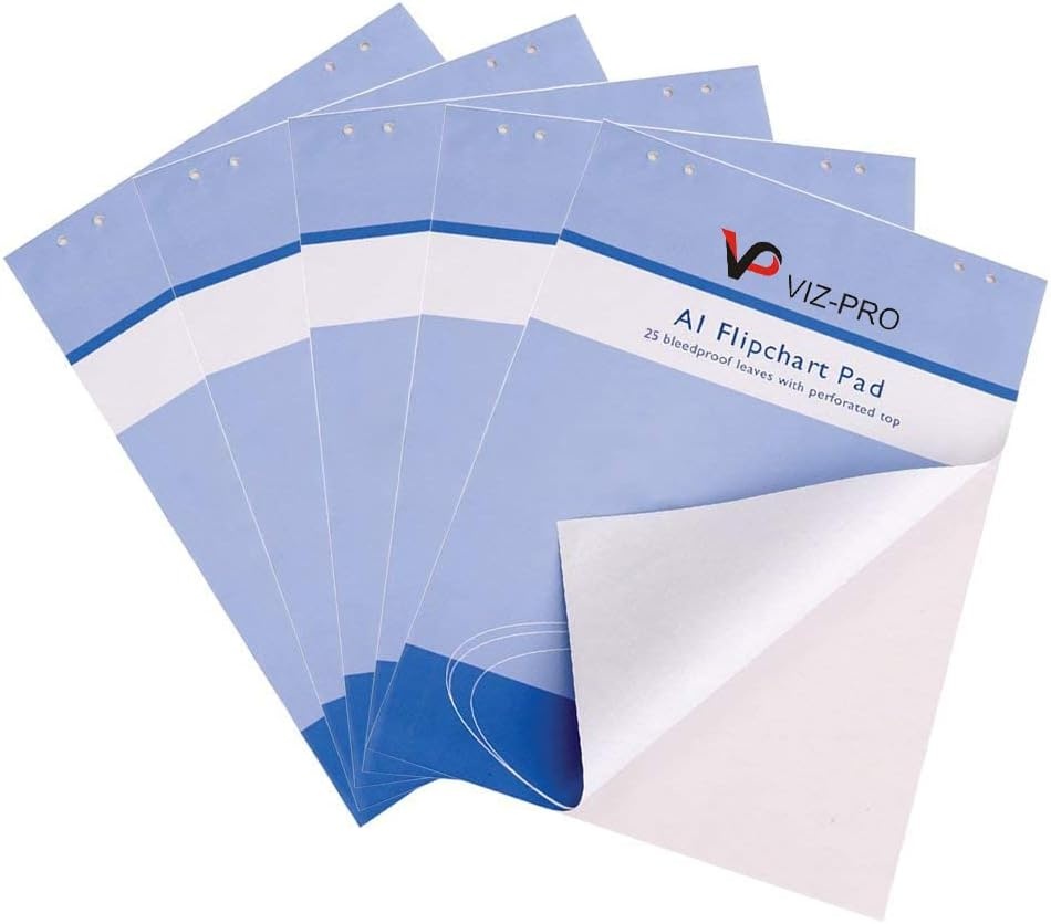 image:imageVIZPRO Standard Easel Pads A1 Flipchart Paper Pad 23 x 32 Inches 25SheetsPad5 pads