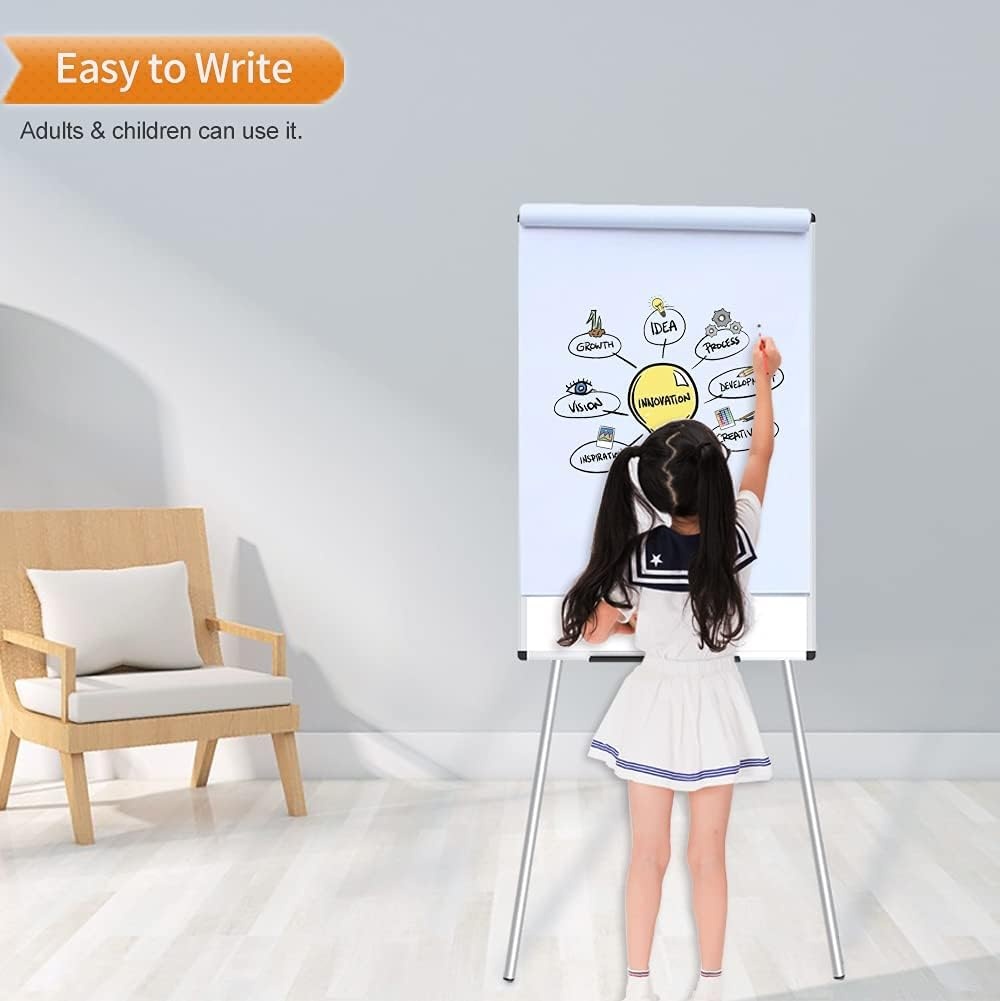image:imageVIZPRO Whiteboard Easel 36 x 24 Inches Portable Dry Erase Board Height Adjustable With Flipchart PadAccessory 36 X 24 Inches
