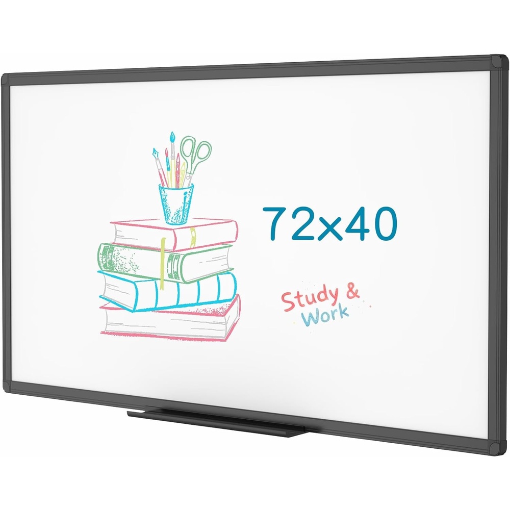 image:imageVIZPRO Magnetic Dry Erase White Board 48 X 36 Inches Black Aluminium Frame72W x 40H