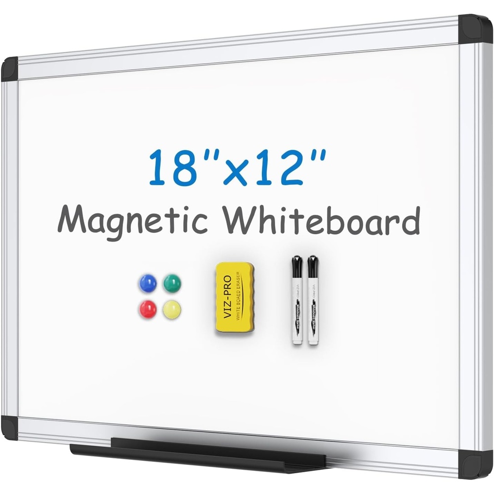 image:imageVIZPRO Magnetic WhiteboardDry Erase Board 18 X 12 Inches Includes 1 Eraser amp 2 Markers amp 4 Magnets18 X 12 Inches