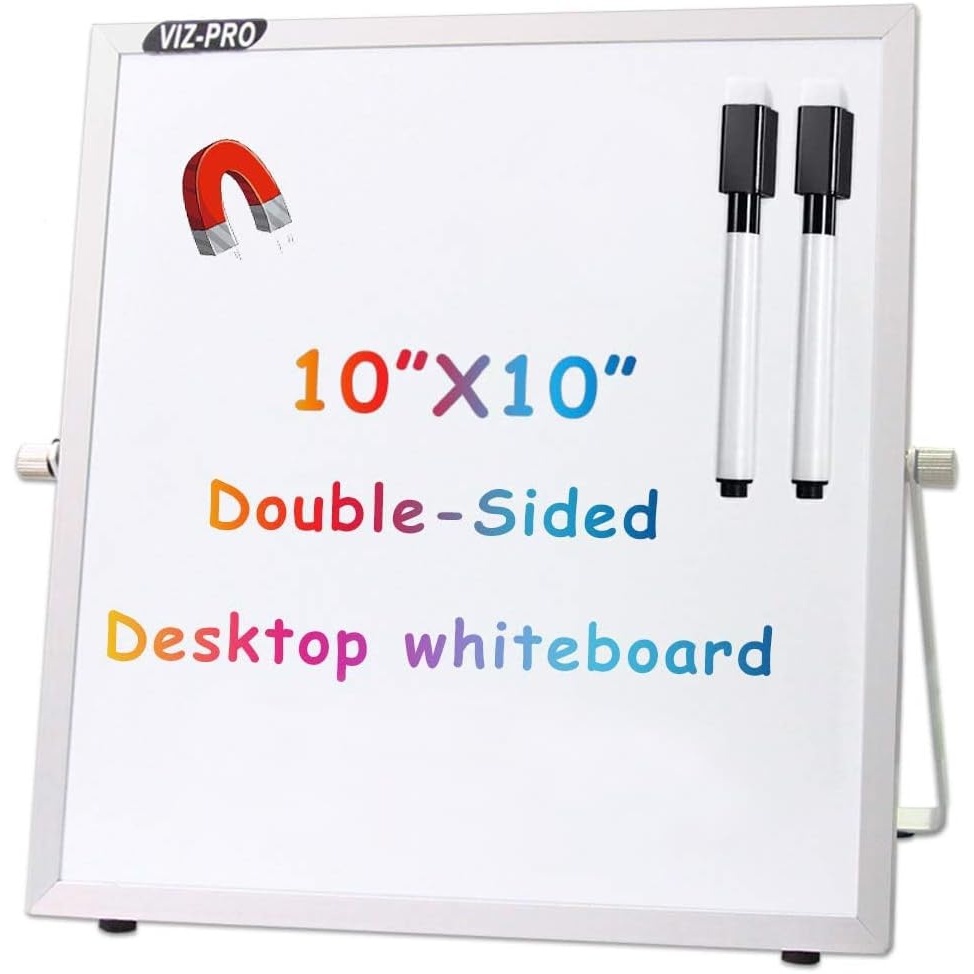 image:imageVIZPRO Small BoardWriting WhiteboardDry Erase Board Colourful Plastic Frame 16 X 12 Inches10 X 10 Magnetic