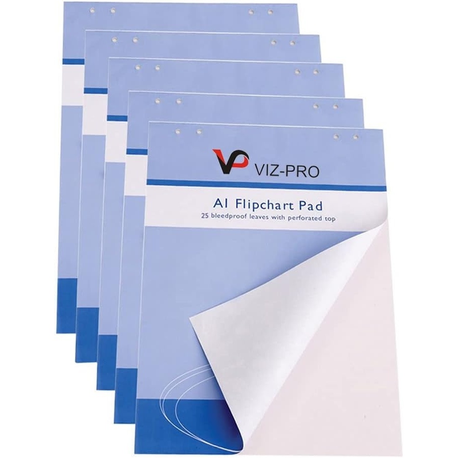 image:imageVIZPRO Standard Easel Pads A1 Flipchart Paper Pad 23 x 32 Inches 25SheetsPad5 pads