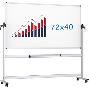 image:imageVIZPRO DoubleSided Magnetic Mobile Whiteboard 72 x 40 Inches Rolling Dry Erase Board Easel Stand on Wheels with Aluminium Frame for School Office Home72W x 40H
