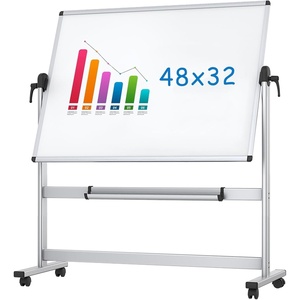 image:imageVIZPRO DoubleSided Magnetic Mobile Whiteboard 72 x 40 Inches Rolling Dry Erase Board Easel Stand on Wheels with Aluminium Frame for School Office Home48W x 32H