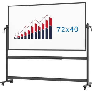 image:imageVIZPRO DoubleSided Magnetic Mobile Whiteboard 72 x 40 Inches Rolling Dry Erase Board Easel Stand on Wheels with Black Aluminium Frame for School Office Home72W x 40H