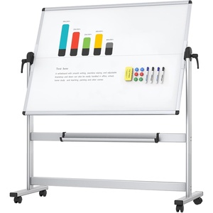 image:imageVIZPRO DoubleSided Mobile Whiteboard 48 x 48 Inches Magnetic Rolling Dry Erase White Board on Wheels with Aluminium Frame and Stand 4 x 448W x 36H