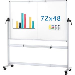 image:imageVIZPRO DoubleSided Mobile Whiteboard 48 x 48 Inches Magnetic Rolling Dry Erase White Board on Wheels with Aluminium Frame and Stand 4 x 472W x 48H
