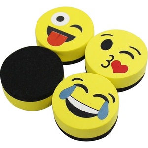image:imageVIZPRO Magnetic Smiley Face Circular Whiteboard Eraser  4 Pack of 2 Dry Erase Erasers24 Pack