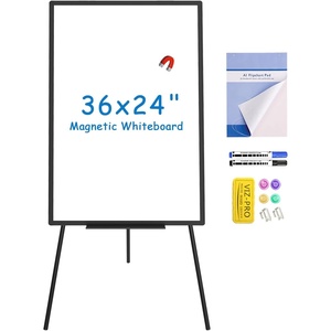 image:imageVIZPRO Magnetic Whiteboard Easel Black 36 x 24 Inches Portable Dry Erase Board Height Adjustable for School Office and HomeBlack