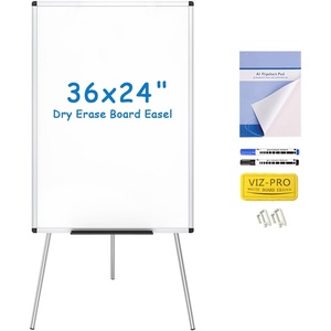 image:imageVIZPRO Whiteboard Easel 36 x 24 Inches Portable Dry Erase Board Height Adjustable With Flipchart PadAccessory 36 X 24 Inches